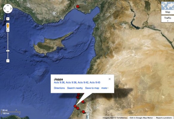 Preview Map from Bible Geocoding for Acts 9
